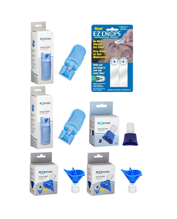 Free 6-pack of Eye Drop Guides: Drop Right x 2, Drops Direct x 2, Drop Smart x 1, EZ Drops x 1 ($89.94 Value)